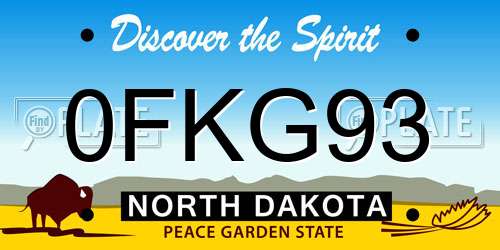 0FKG93 North Dakota License Plate