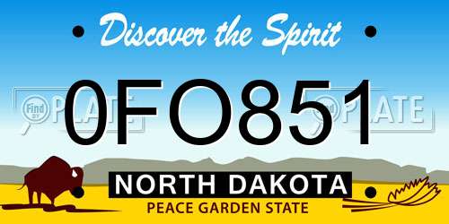 0FO851 North Dakota License Plate