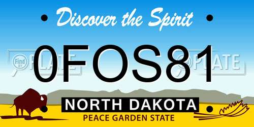 0FOS81 North Dakota License Plate
