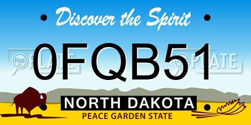 0FQB51 North Dakota License Plate