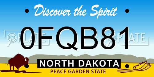 0FQB81 North Dakota License Plate