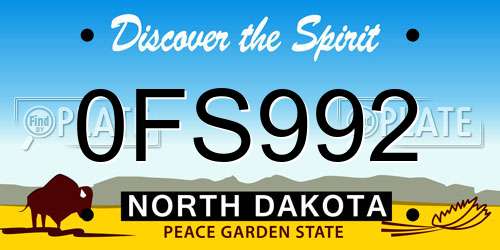 0FS992 North Dakota License Plate