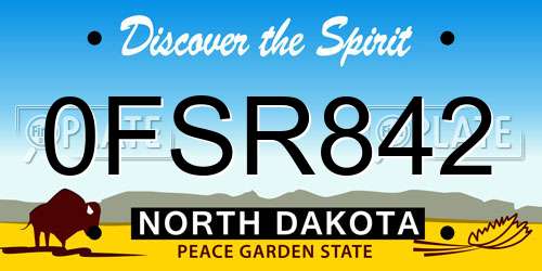 0FSR842 North Dakota License Plate