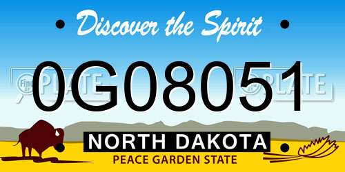 0G08051 North Dakota License Plate