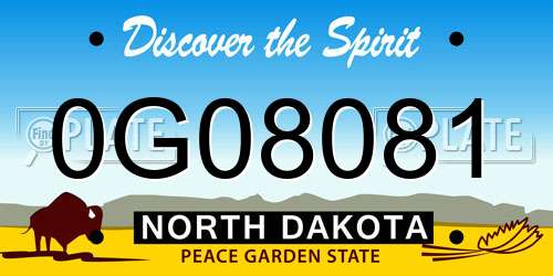 0G08081 North Dakota License Plate