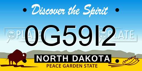 0G59I2 North Dakota License Plate