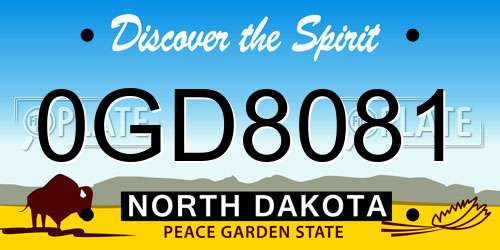 0GD8081 North Dakota License Plate