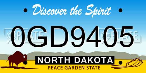 0GD9405 North Dakota License Plate