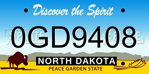 0GD9408 North Dakota License Plate