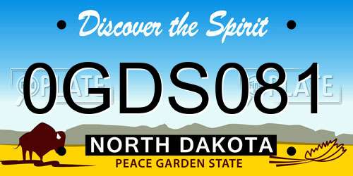 0GDS081 North Dakota License Plate
