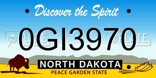 0GI3970 North Dakota License Plate