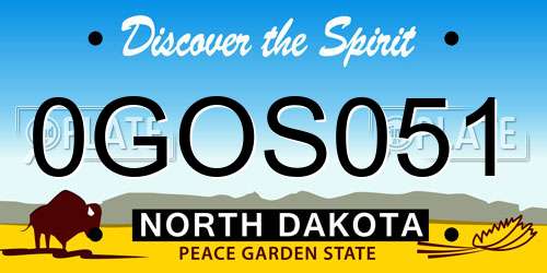 0GOS051 North Dakota License Plate