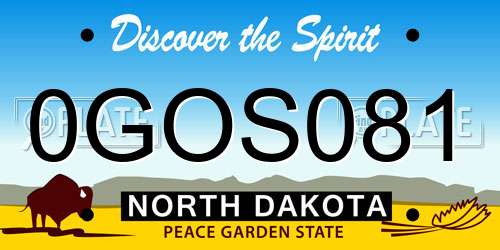 0GOS081 North Dakota License Plate