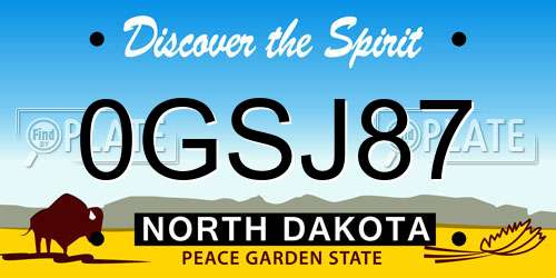 0GSJ87 North Dakota License Plate