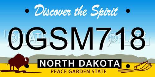 0GSM718 North Dakota License Plate