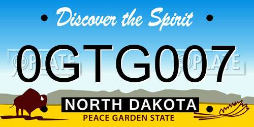 0GTG007 North Dakota License Plate