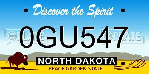 0GU547 North Dakota License Plate