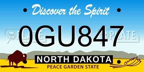 0GU847 North Dakota License Plate