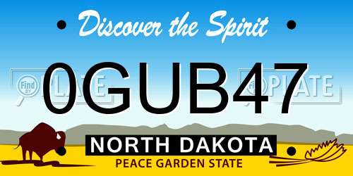 0GUB47 North Dakota License Plate