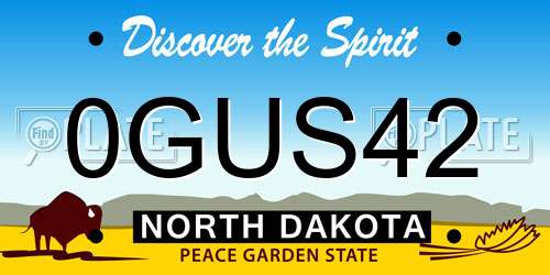 0GUS42 North Dakota License Plate
