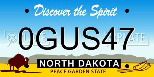0GUS47 North Dakota License Plate