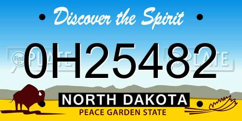 0H25482 North Dakota License Plate