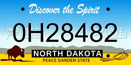0H28482 North Dakota License Plate