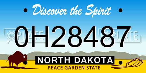 0H28487 North Dakota License Plate