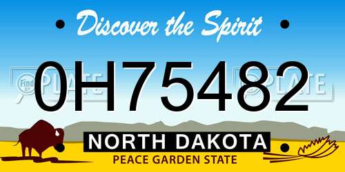 0H75482 North Dakota License Plate