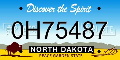 0H75487 North Dakota License Plate