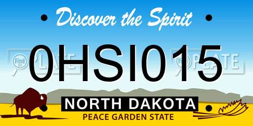 0HSI015 North Dakota License Plate