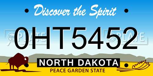 0HT5452 North Dakota License Plate