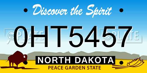 0HT5457 North Dakota License Plate