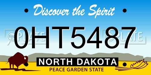 0HT5487 North Dakota License Plate