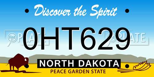 0HT629 North Dakota License Plate