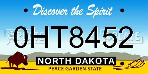 0HT8452 North Dakota License Plate