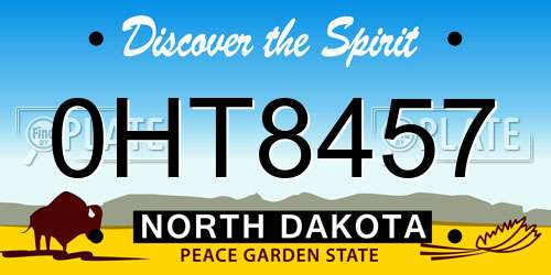0HT8457 North Dakota License Plate