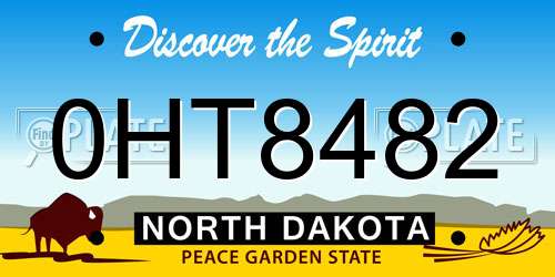 0HT8482 North Dakota License Plate