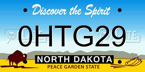0HTG29 North Dakota License Plate