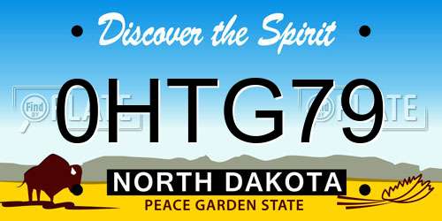 0HTG79 North Dakota License Plate