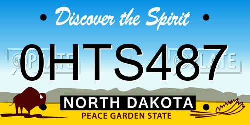 0HTS487 North Dakota License Plate