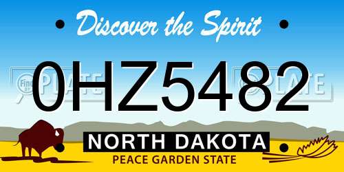 0HZ5482 North Dakota License Plate