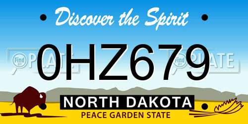 0HZ679 North Dakota License Plate