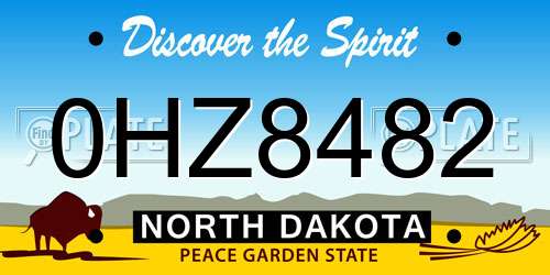 0HZ8482 North Dakota License Plate
