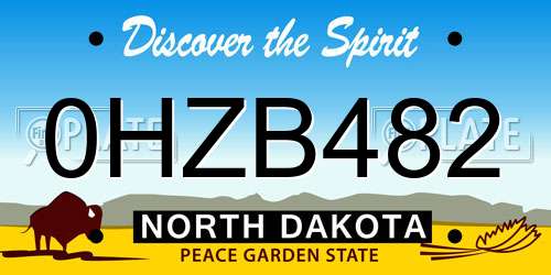 0HZB482 North Dakota License Plate