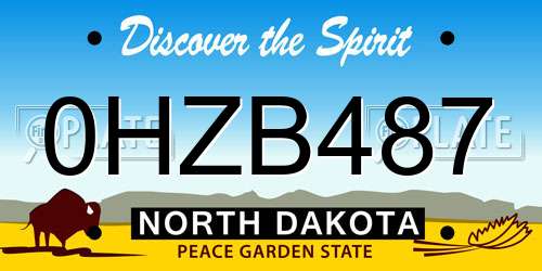 0HZB487 North Dakota License Plate