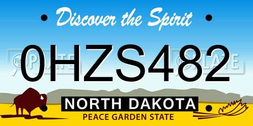 0HZS482 North Dakota License Plate