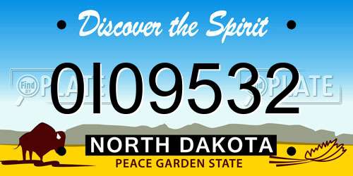 0I09532 North Dakota License Plate