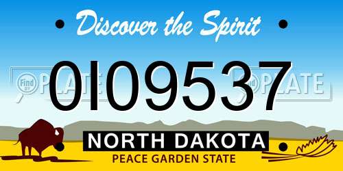 0I09537 North Dakota License Plate