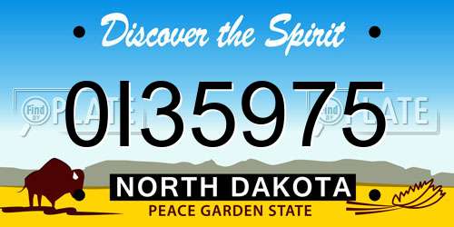 0I35975 North Dakota License Plate